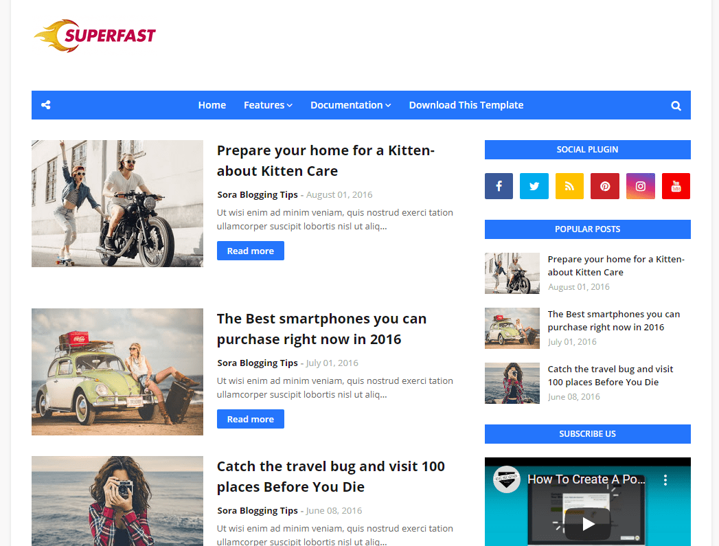 SuperFast Blogger Template Free Earn