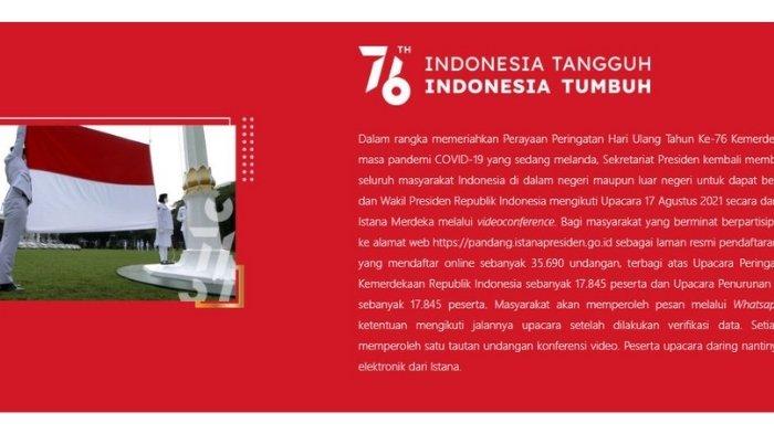 Daftar Upacara Virtual HUT Ke-76 RI di Istana Presiden