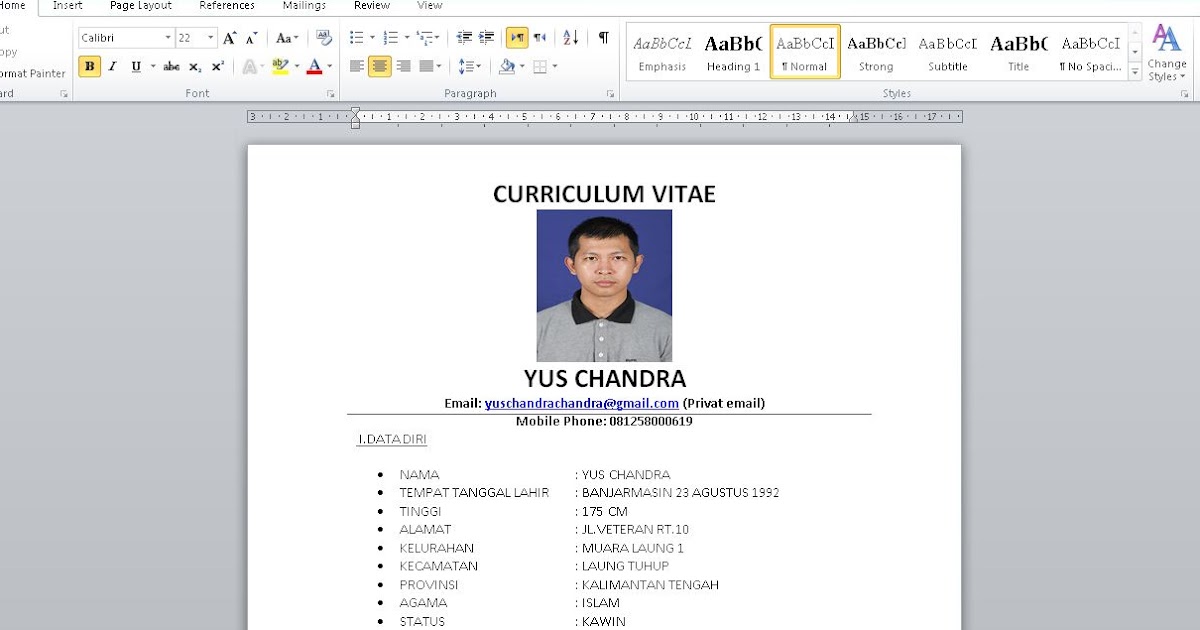 Legal Surat | Contoh Biodata Untuk Melamar Kerja Terbaru Lengkap Format Lengkap