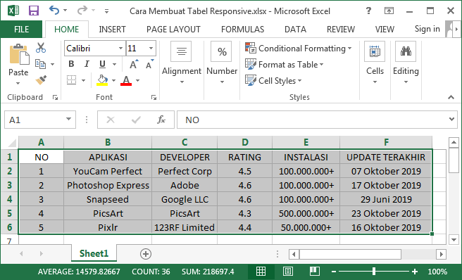 salin data excel ke generator
