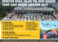 Diskon 30 Persen di 9 Ruas Tol Hari Ini dan Besok