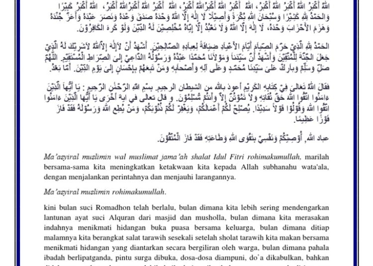 Khutbah Idul Fitri 1447 H Resmi MUI, NU dan Muhammadiyah: Pesan Menggugah Hati