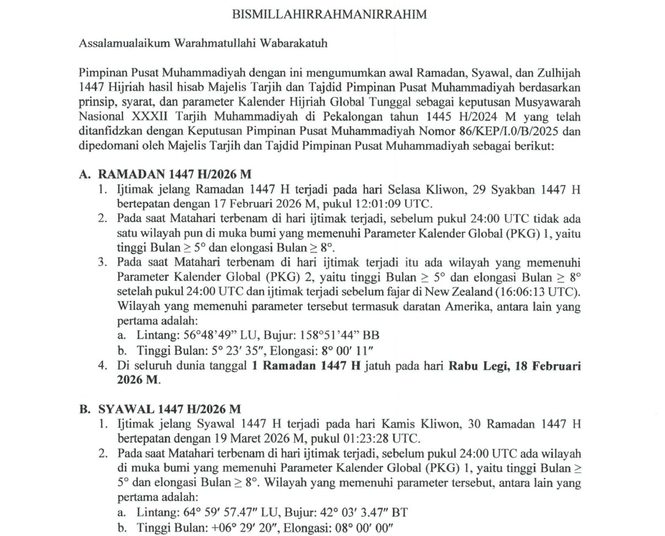 Dosen Ungkap 3 Penyebab Idul Fitri 2026 Serentak, Penetapan 1 Syawal 1447 H Pukul 19.24 WIB