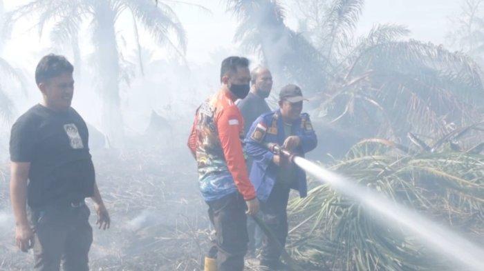 Solar tumpah, petugas Damkarmat kewalahan padamkan api di gudang BBM ilegal