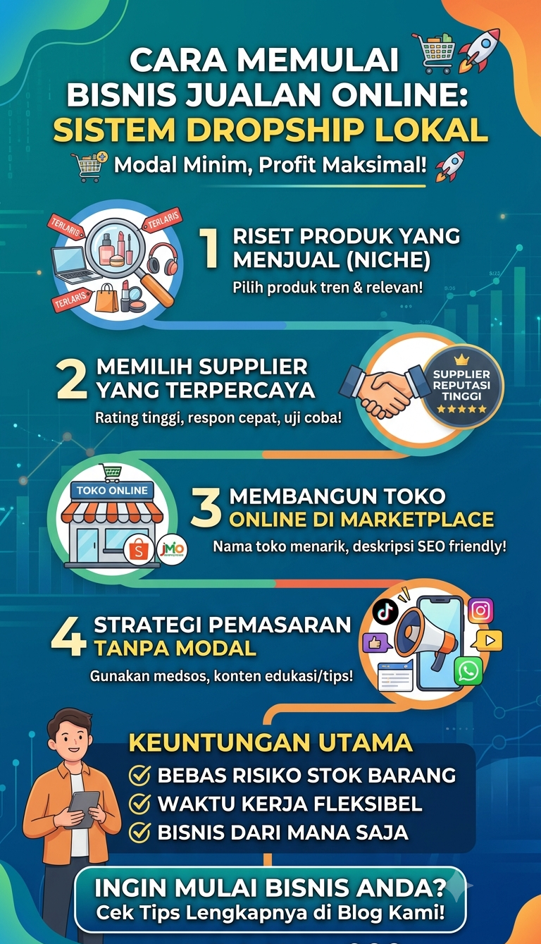 Cara Memulai Bisnis Jualan Online dengan Sistem Dropship Lokal Modal Minim, Profit Maksimal