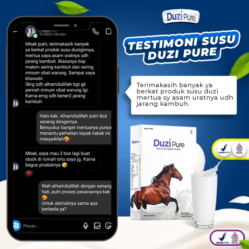 Duzi Pure – Susu Kuda Lombok Bubuk 200 Gram 3 Box
