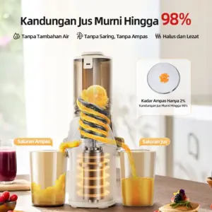 SOSEKI Slow Juicer 150W Low Watt Corong Besar 110mm Cold Press Auto Filter Easy Clean Juicer Buah Sayur Aesthetic