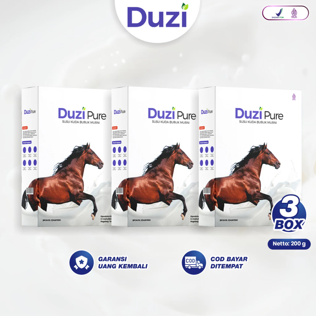 Duzi Pure – Susu Kuda Lombok Bubuk 200 Gram 3 Box