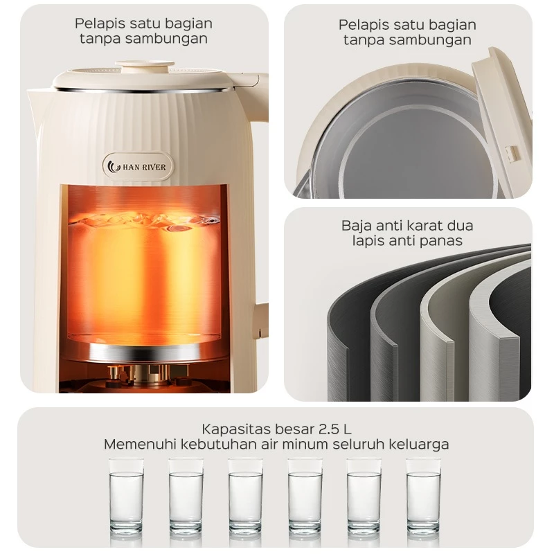 HAN RIVER Teko Listrik HRDSH01 Teko pemanas air listrik 2.5L